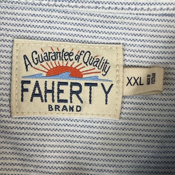 Faherty Shirt Mens XXL Blue Classic Striped‎ Long Sleeve Oxford Button Down - Picture 3 of 13
